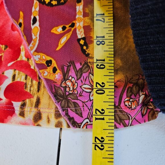 CAIA Womens Top XL 3/4 Sleeves Boho Mixed Print Stretchy Rhinestones Artsy Y2K - Picture 7 of 7